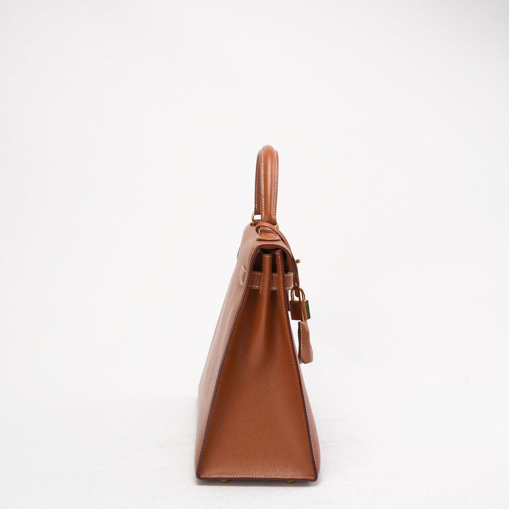 Hermès Vintage Gold Kelly Sellier 32 Epsom Y Circle 1995