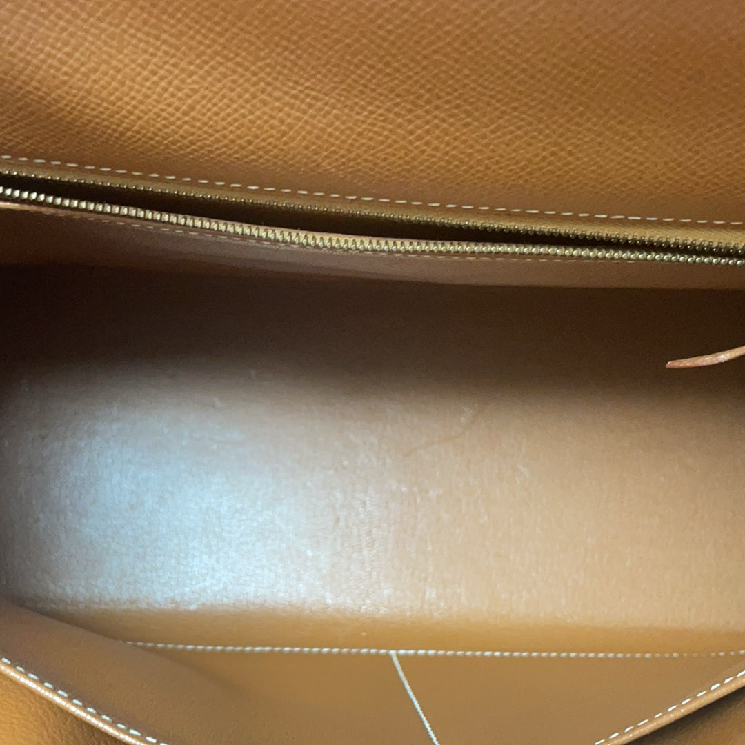 Hermès Vintage Gold Kelly Sellier 32 Epsom Y Circle 1995