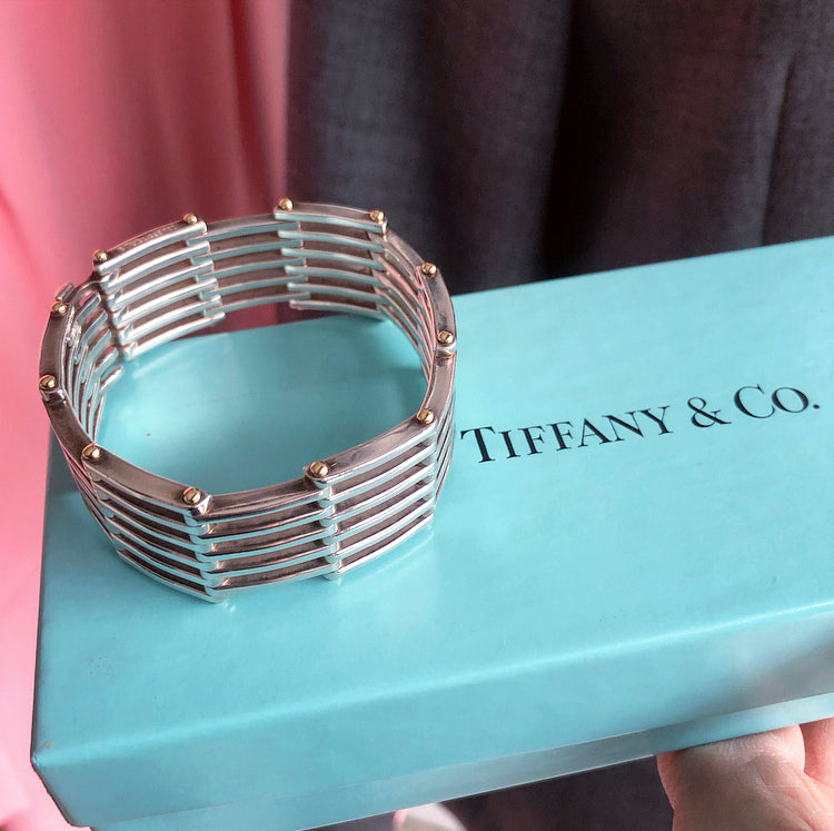 Tiffany & Co. Sterling Silver and 18k Yellow Gold Gate Bracelet