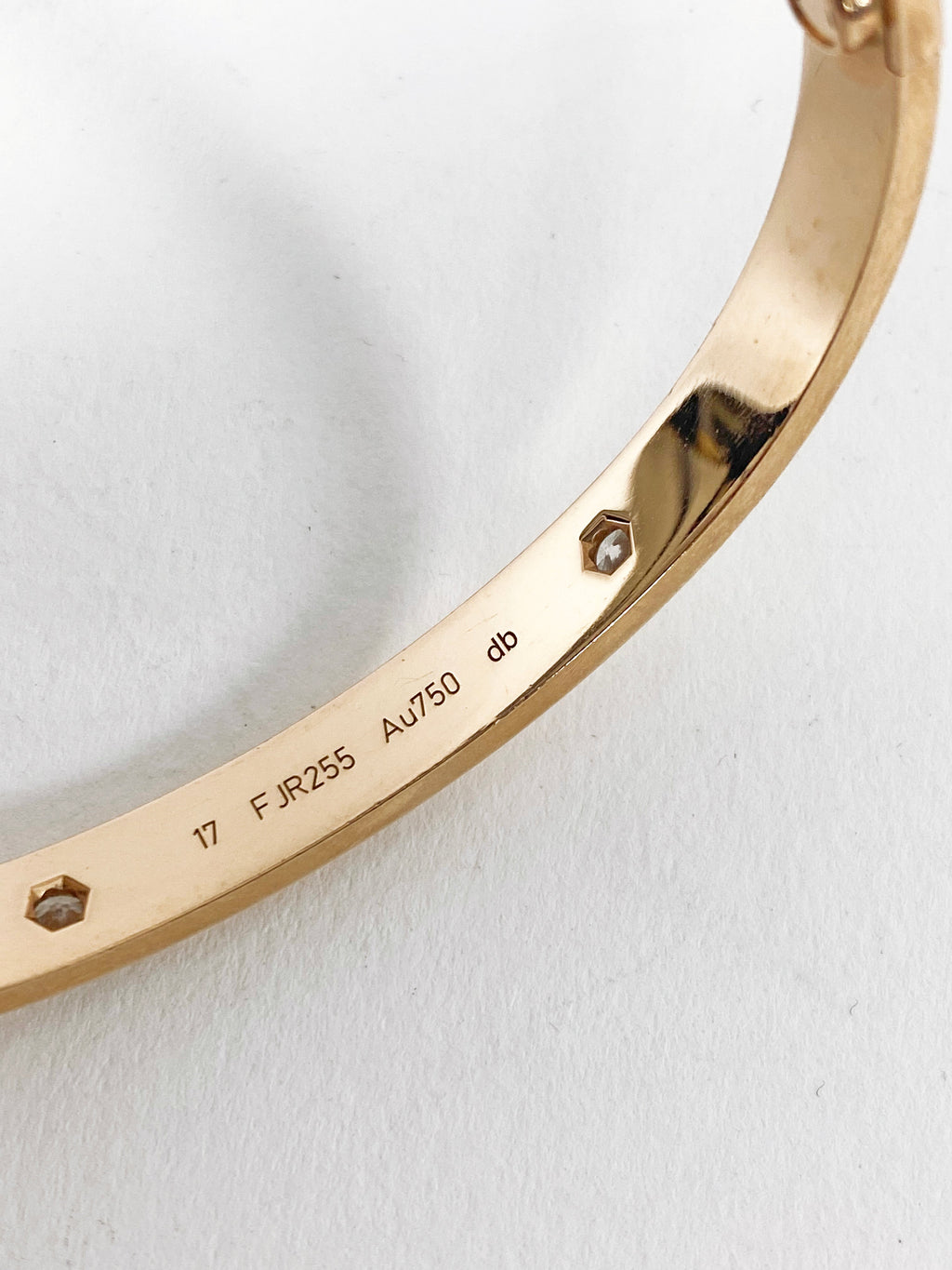 Cartier 18k Rose Gold 4 Diamond Love Bracelet - size 17