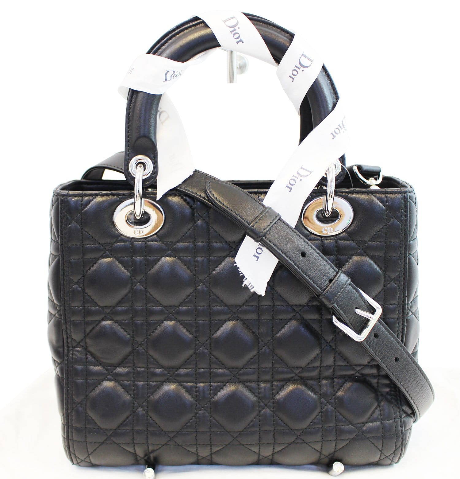 CHRISTIAN DIOR Cannage Quilted Lambskin Leather Lady Dior Medium Bag