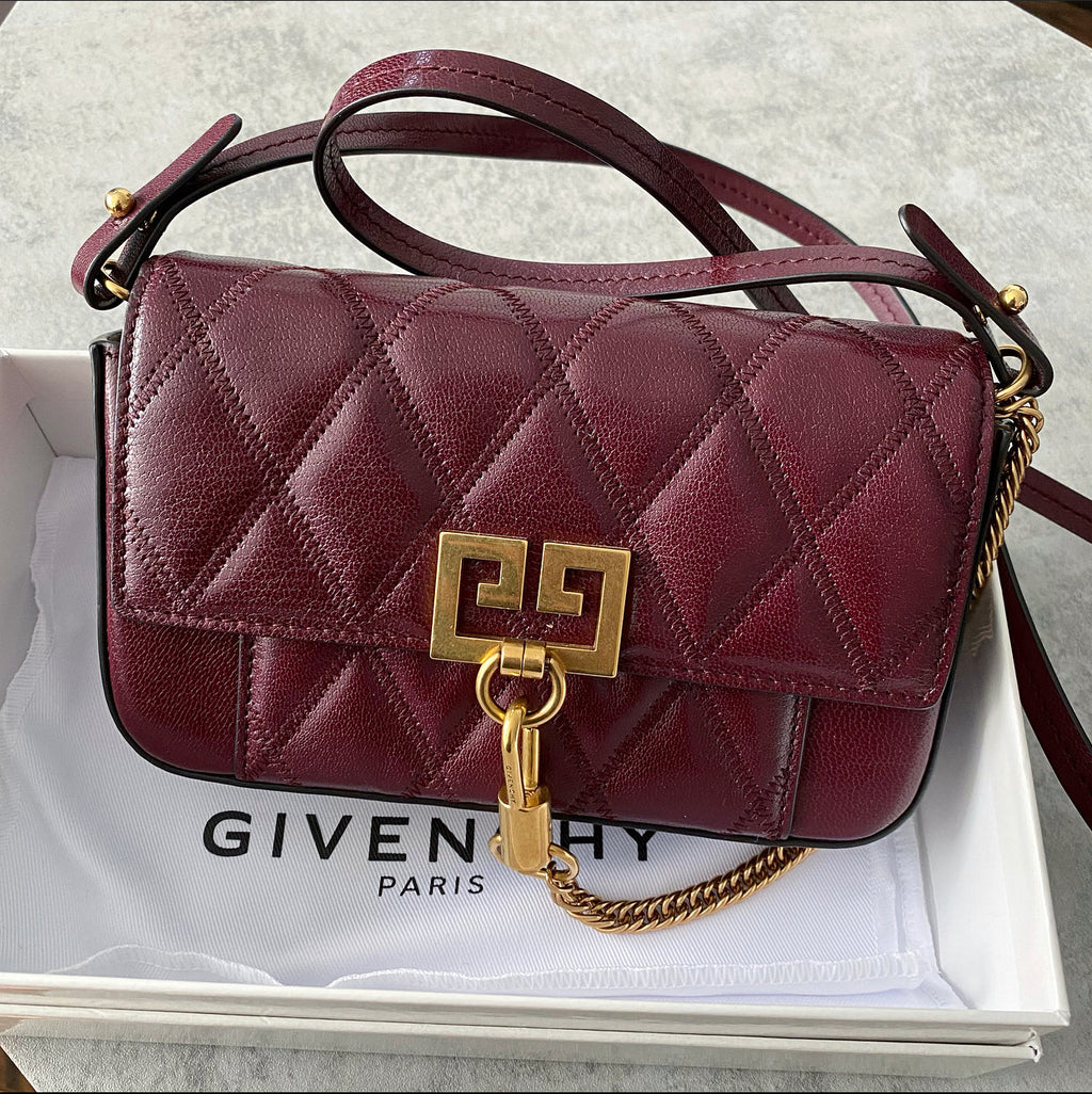 Givenchy Aubergine Convertible Mini Pouch Baguette / Crossbody Bag
