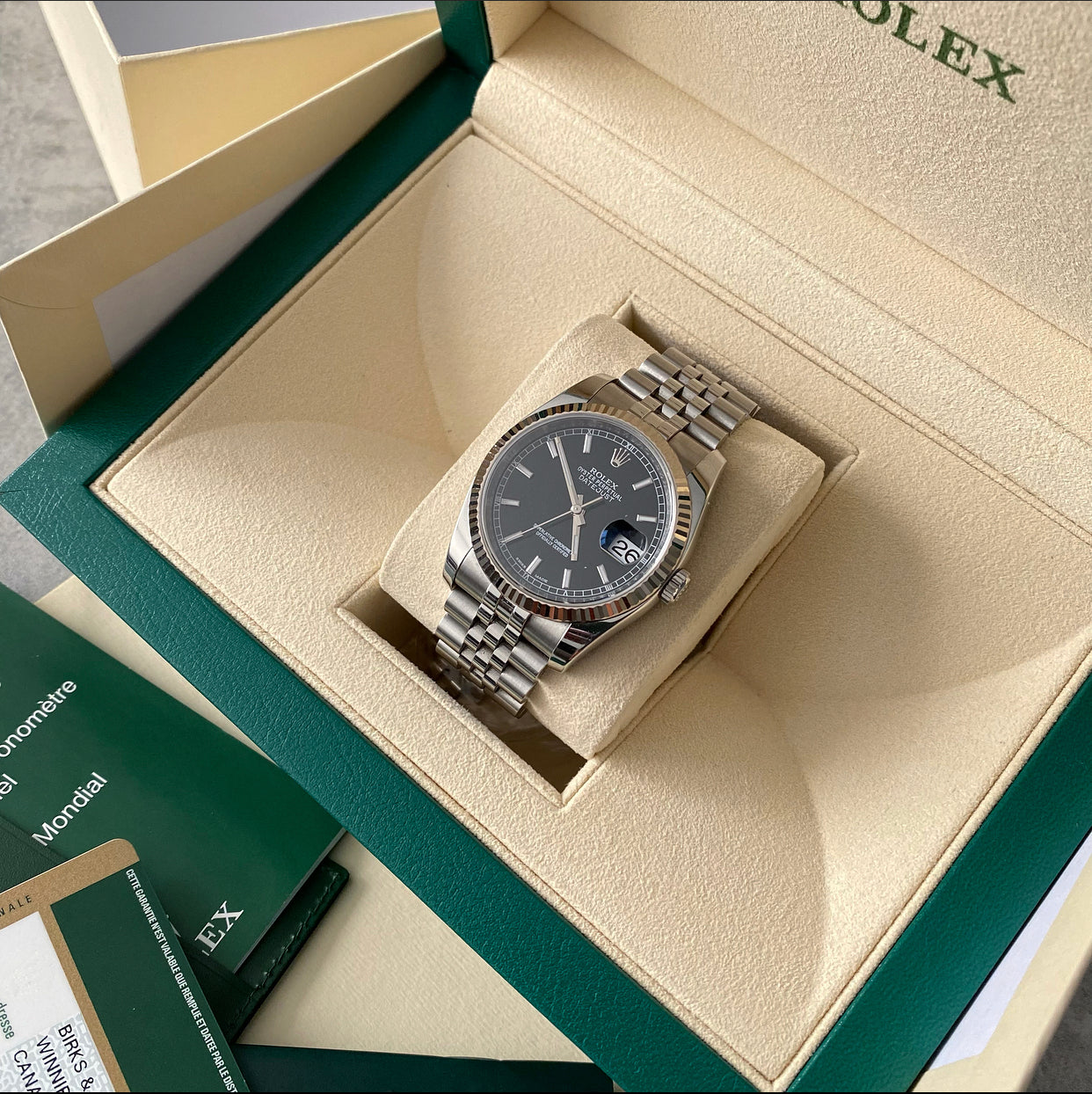 Rolex Oyster Perpetual Datejust 36 Jubilee Band Black Dial