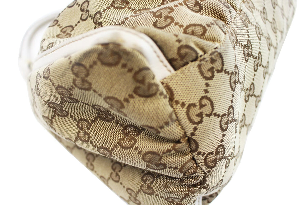 GUCCI Beige/White GG Canvas D Ring Hobo Bag - Sale