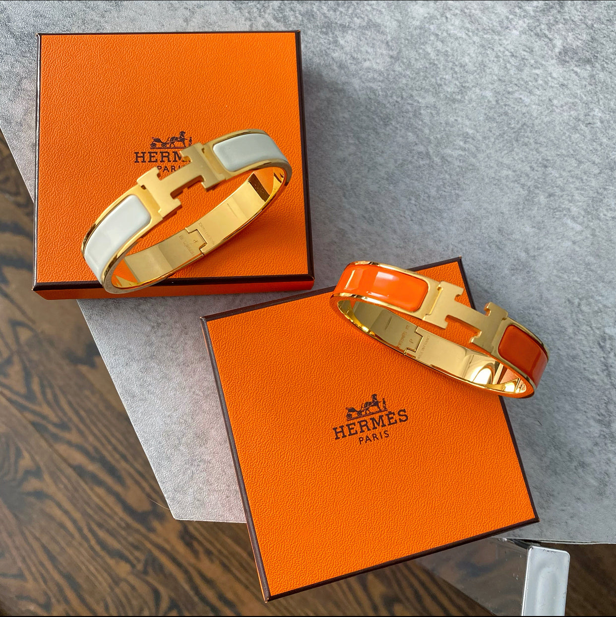 Hermes Clic H Narrow Orange / GHW H Bracelet