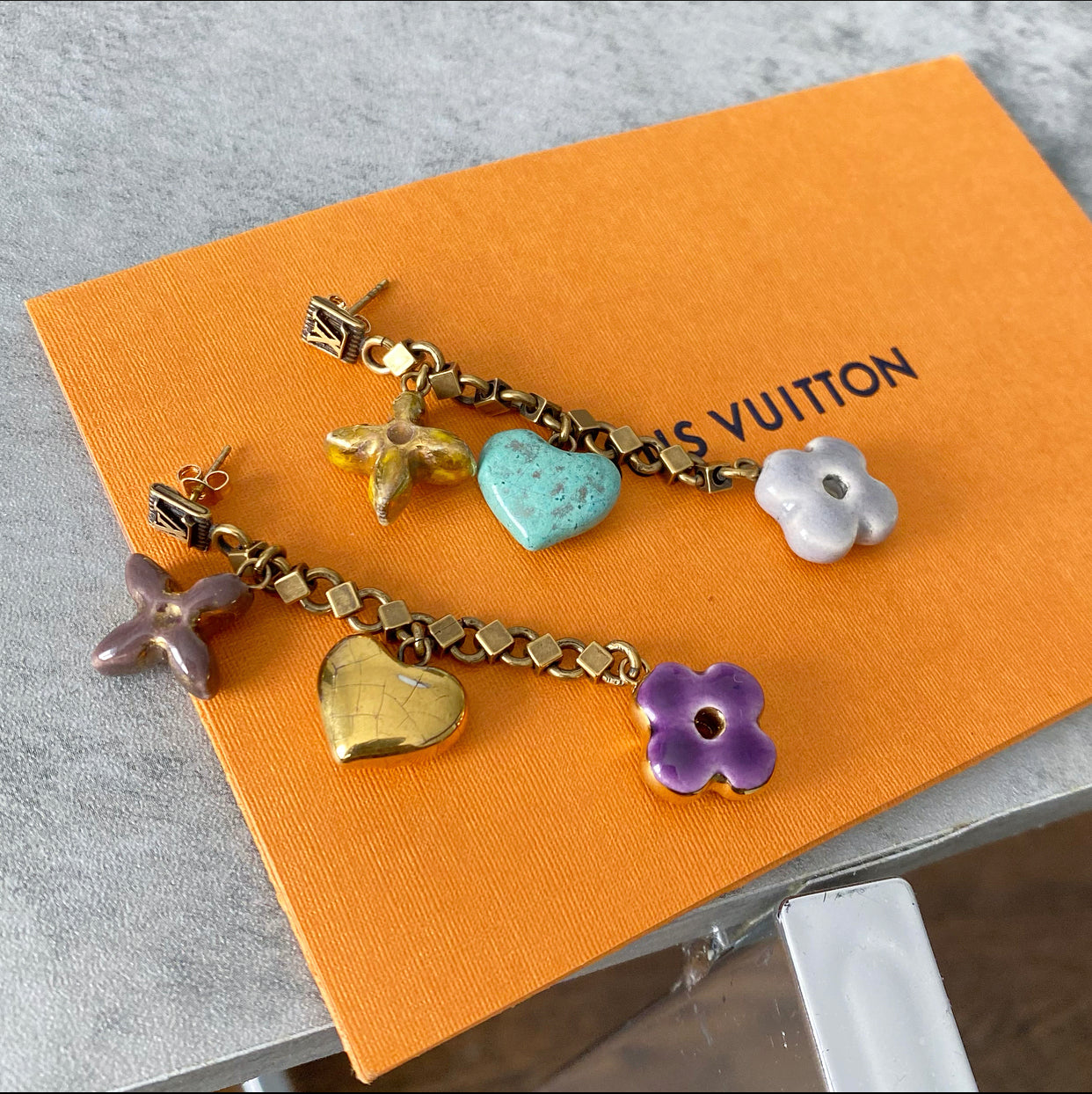 Louis Vuitton Ceramic Pendant Drop Earrings