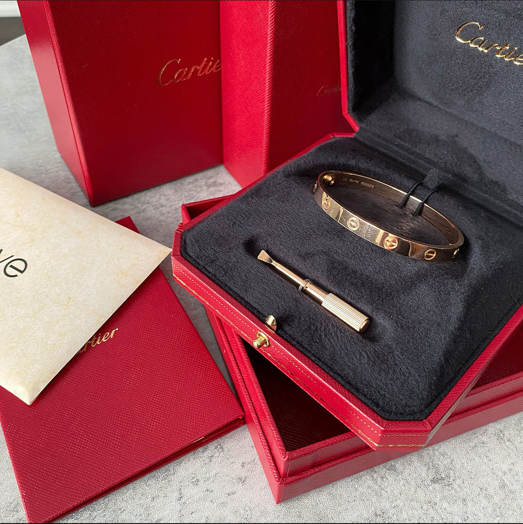 Cartier 18k Rose Gold Love Bracelet - size 17