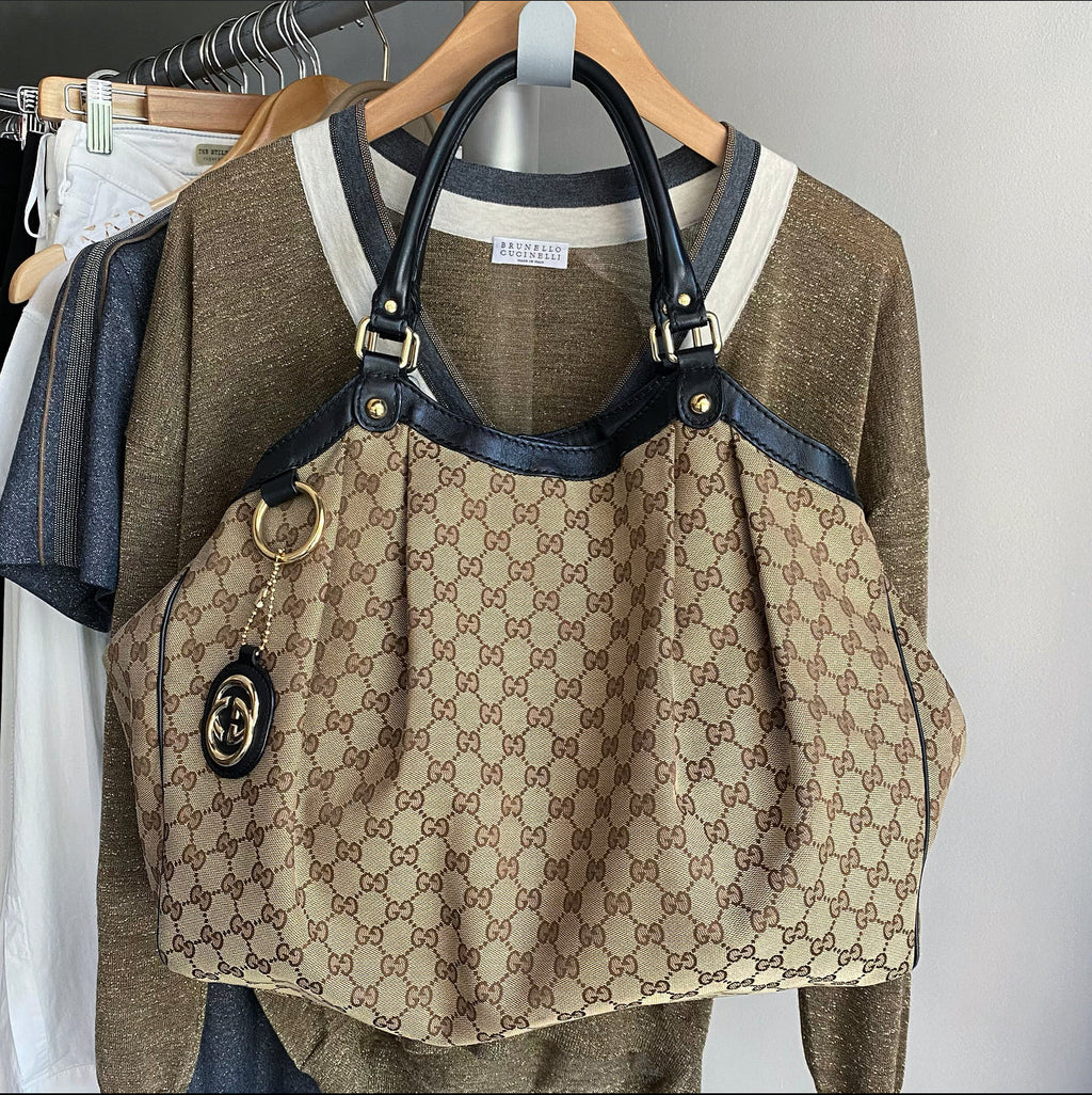 Gucci Monogram Canvas Sukey Large Shoulder Bag