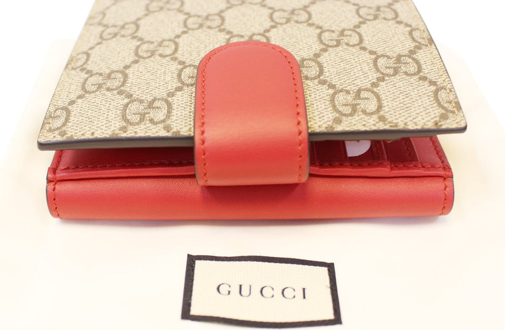 GUCCI GG Supreme French Flap Wallet Pearl Studded  431480