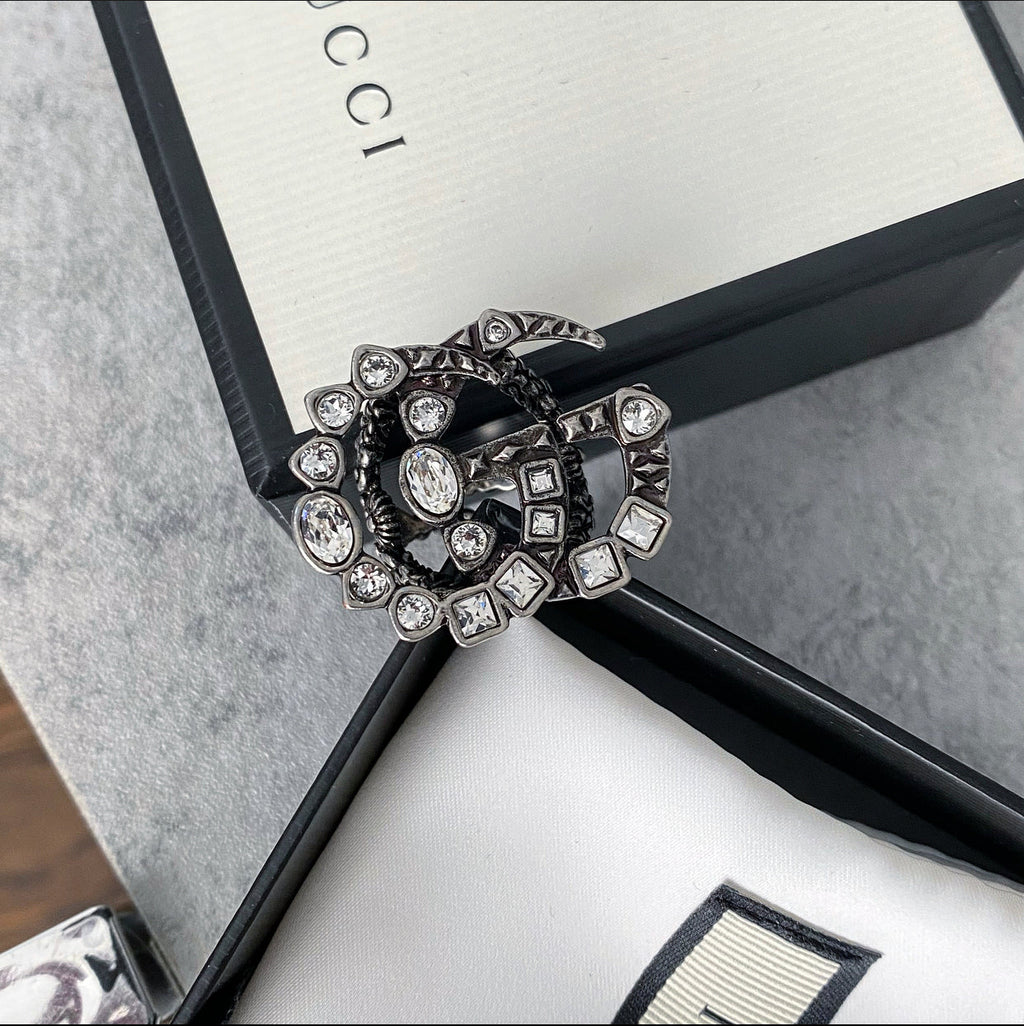 Gucci Crystal Embellished GG Ring - S (6-7)