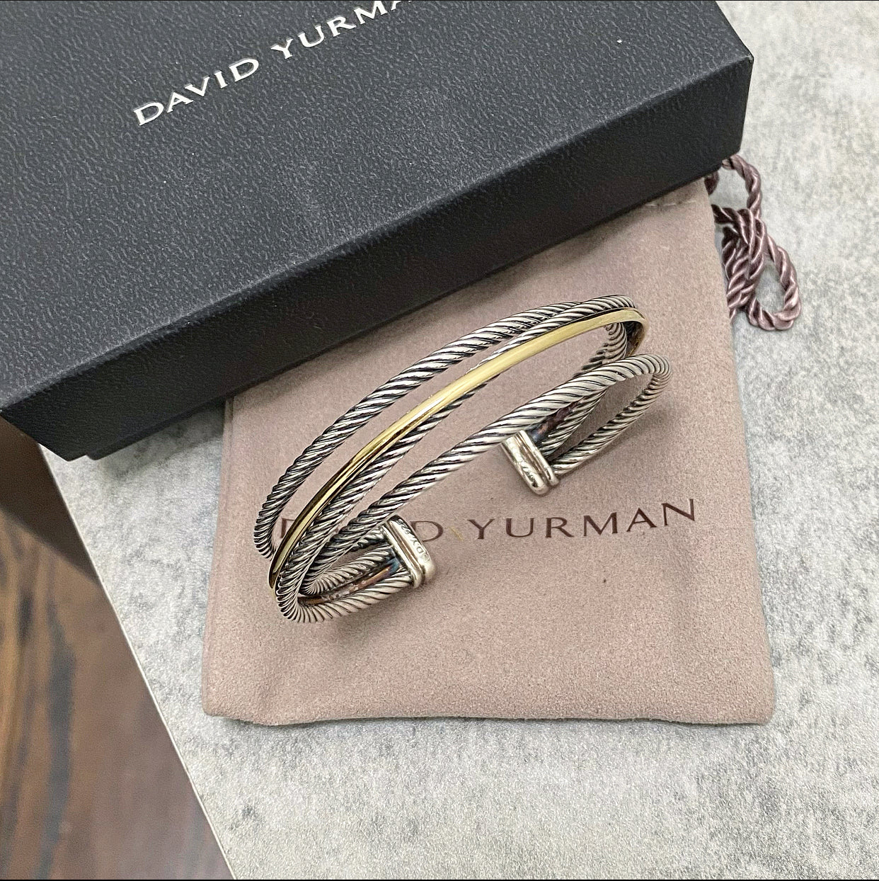 David Yurman Crossover 3 Row Cuff with 18k Gold