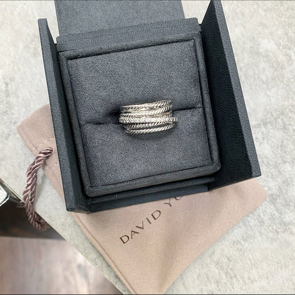 David Yurman Crossover Ring with Diamonds - 7