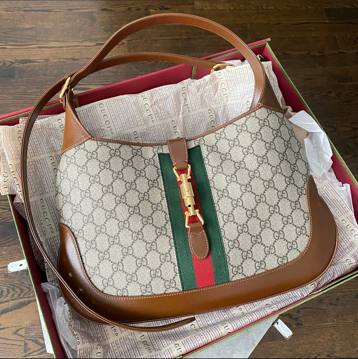 Gucci Jackie 1961 Monogram Supreme Medium Shoulder Hobo Bag