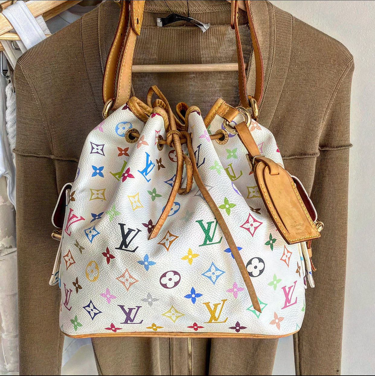 Louis Vuitton Multicolore White Murakami Petit Noe Bucket Bag