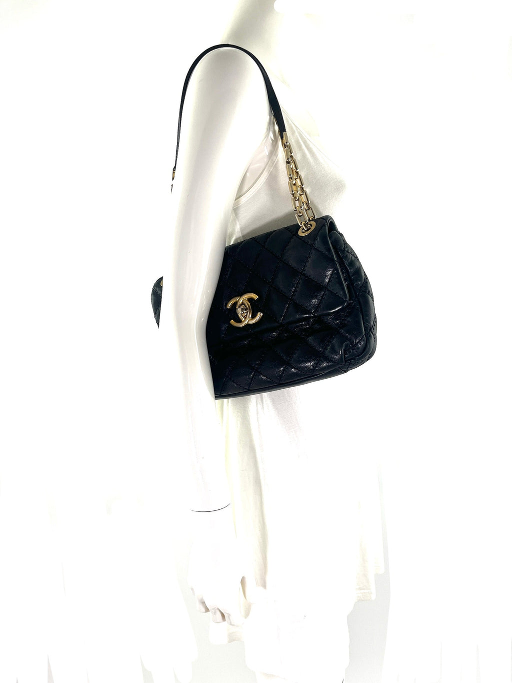 CHANEL Black Classic Ultimate Stitch Retro Chain Flap Bag