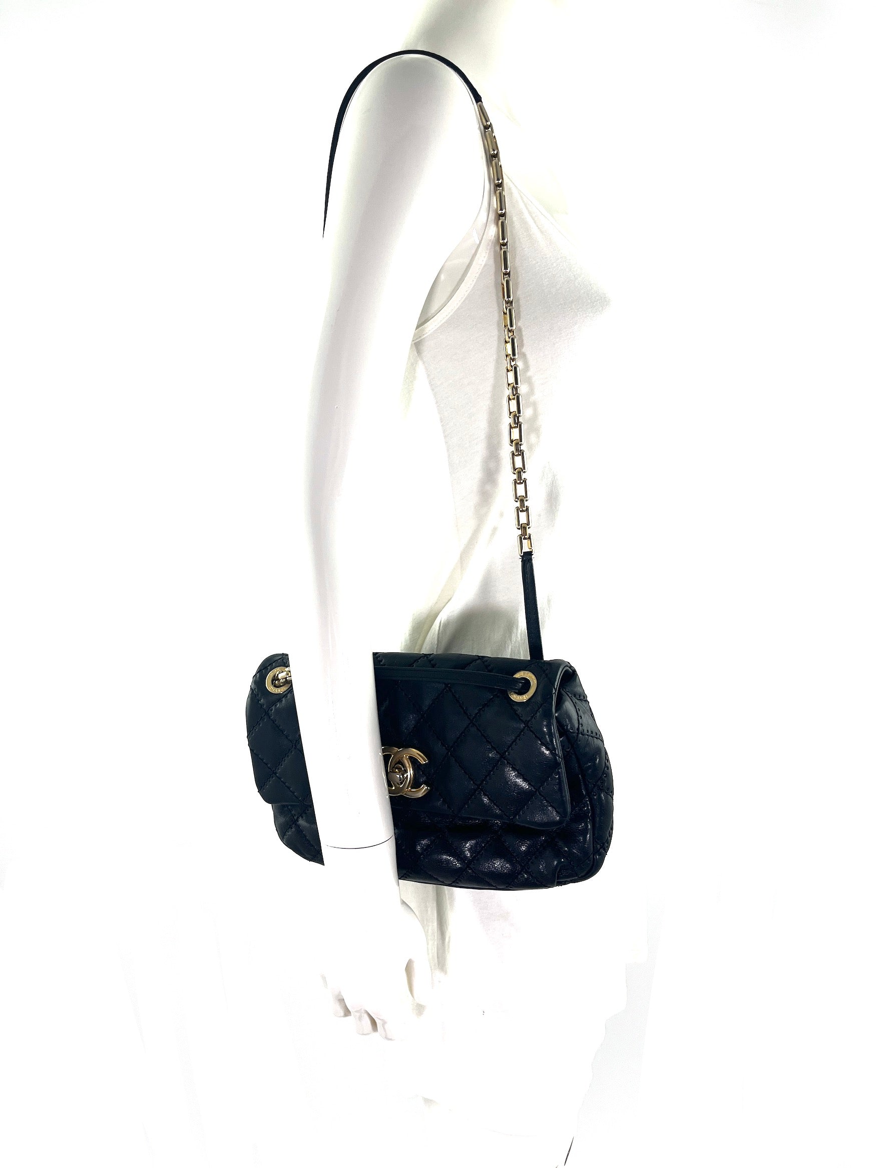 CHANEL Black Classic Ultimate Stitch Retro Chain Flap Bag