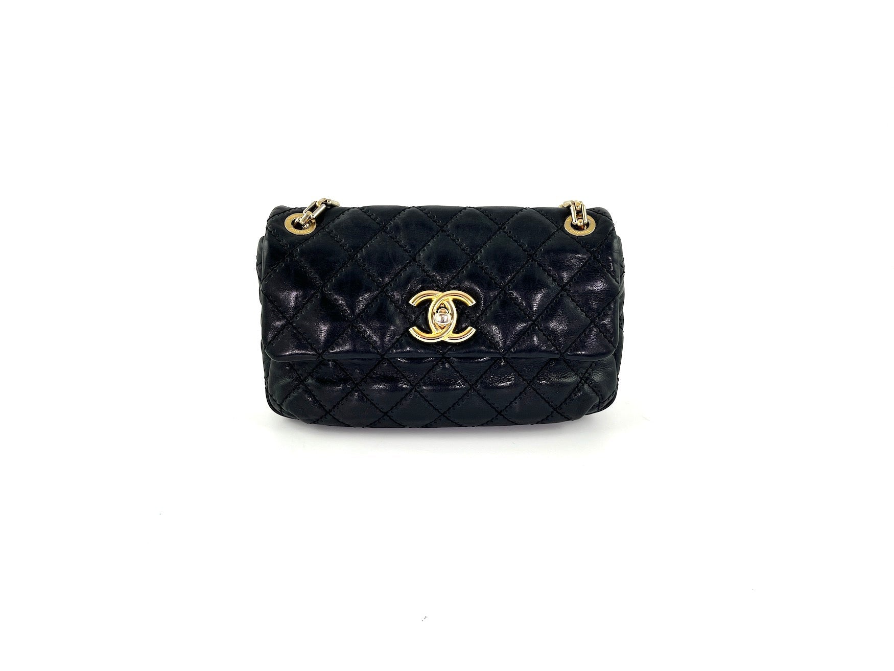 CHANEL Black Classic Ultimate Stitch Retro Chain Flap Bag