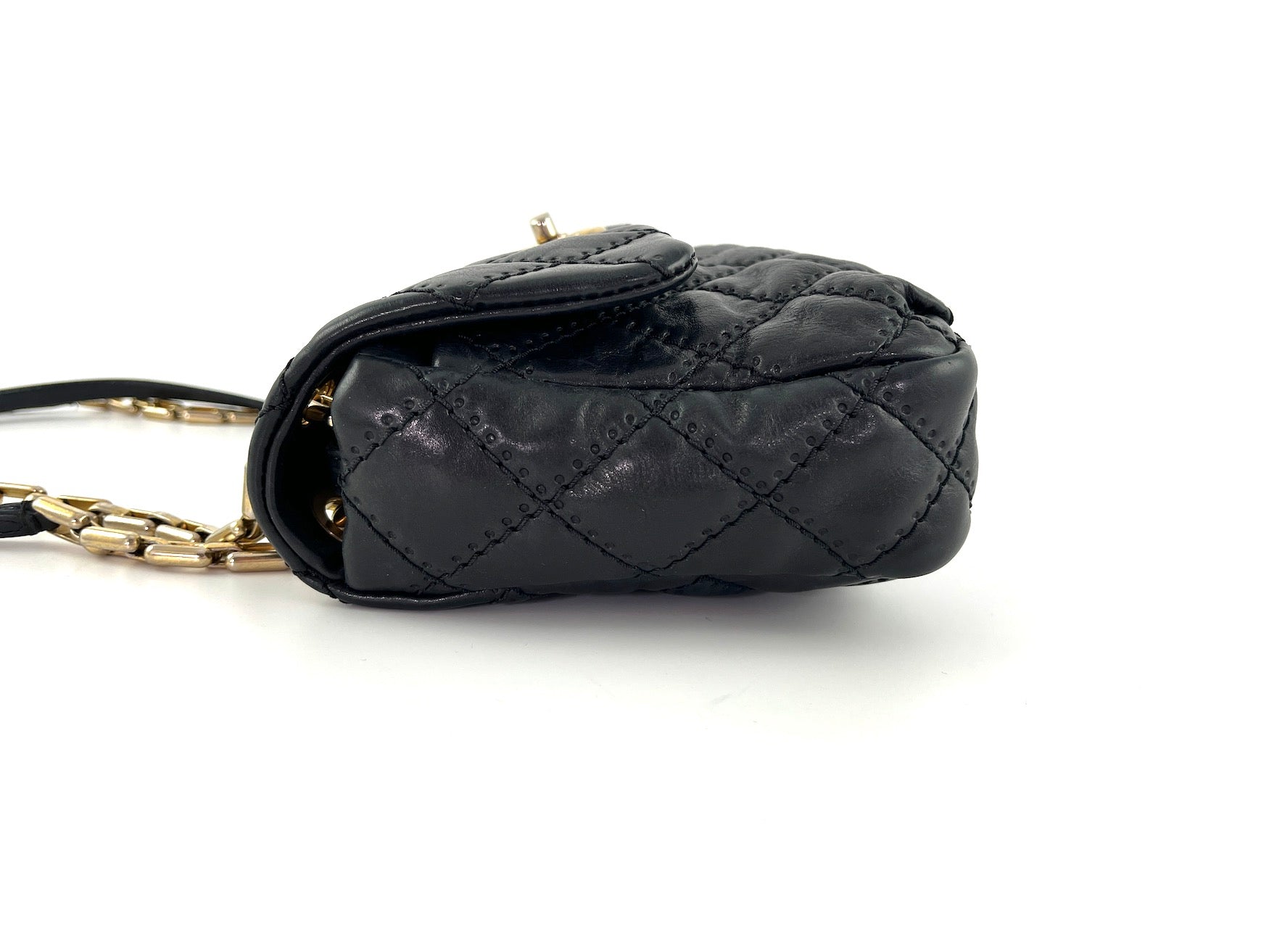 CHANEL Black Classic Ultimate Stitch Retro Chain Flap Bag