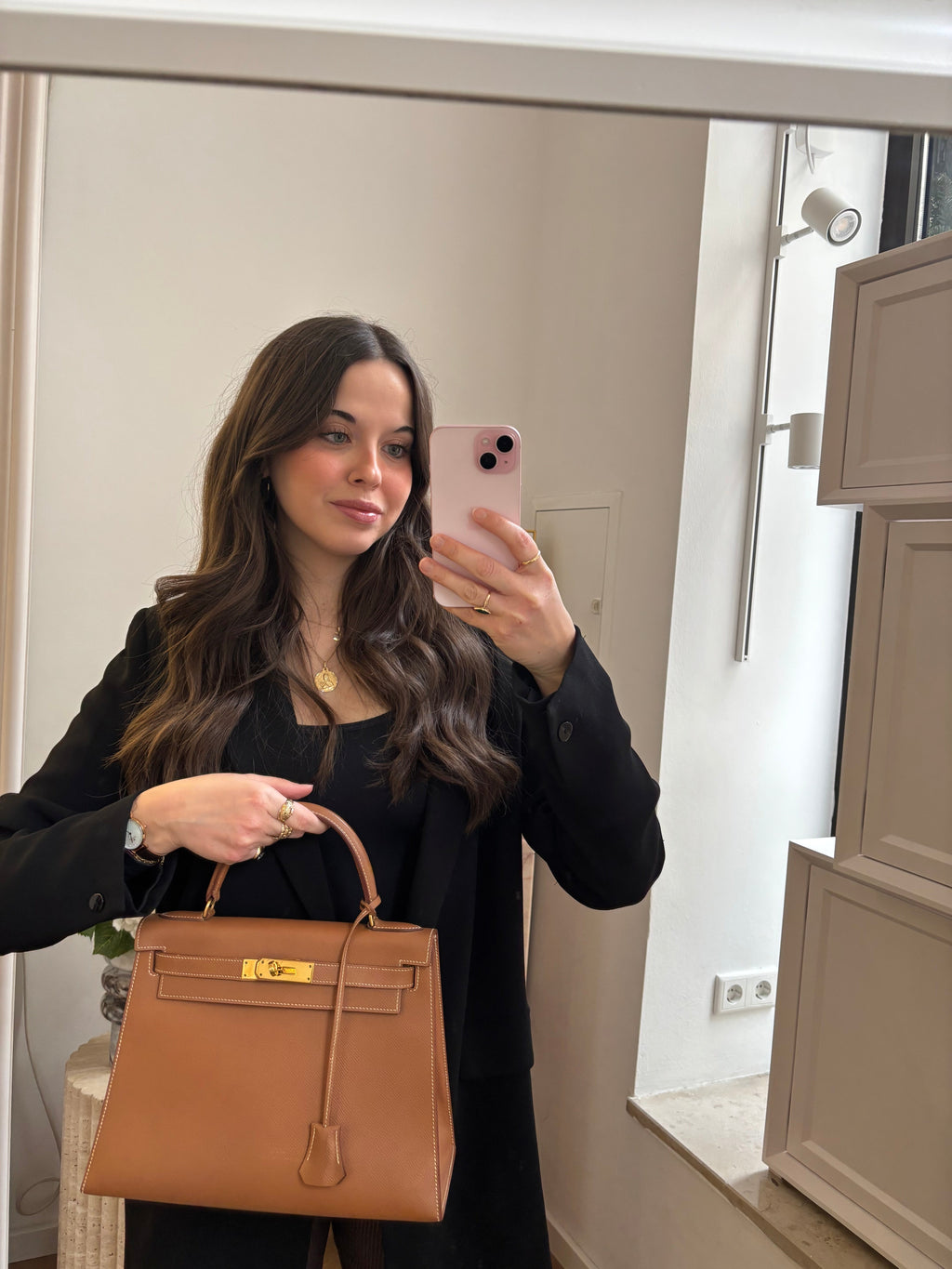 Hermès Vintage Gold Kelly Sellier 28 Epsom N Circle 1984