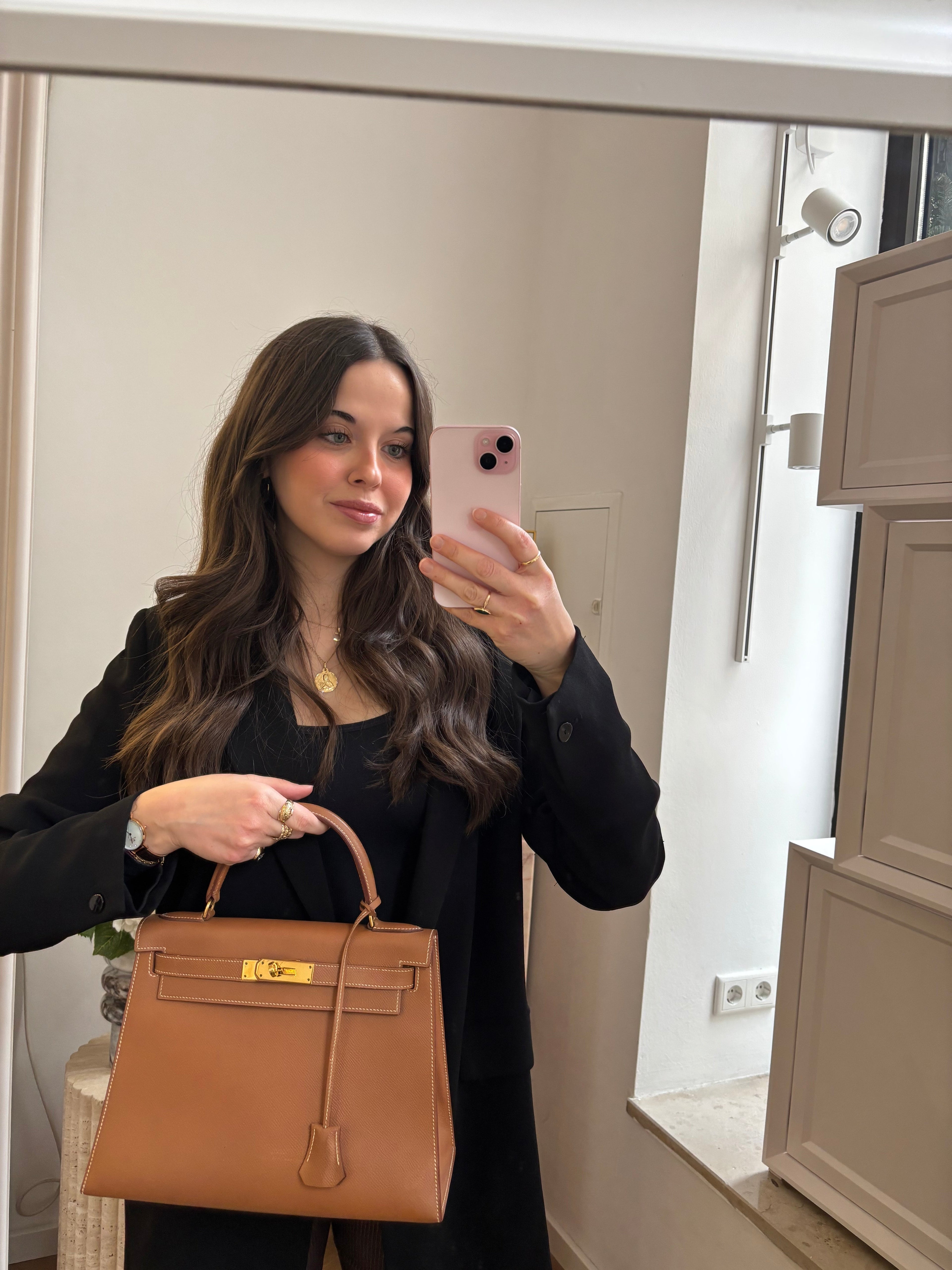 Hermès Vintage Gold Kelly Sellier 28 Epsom N Circle 1984