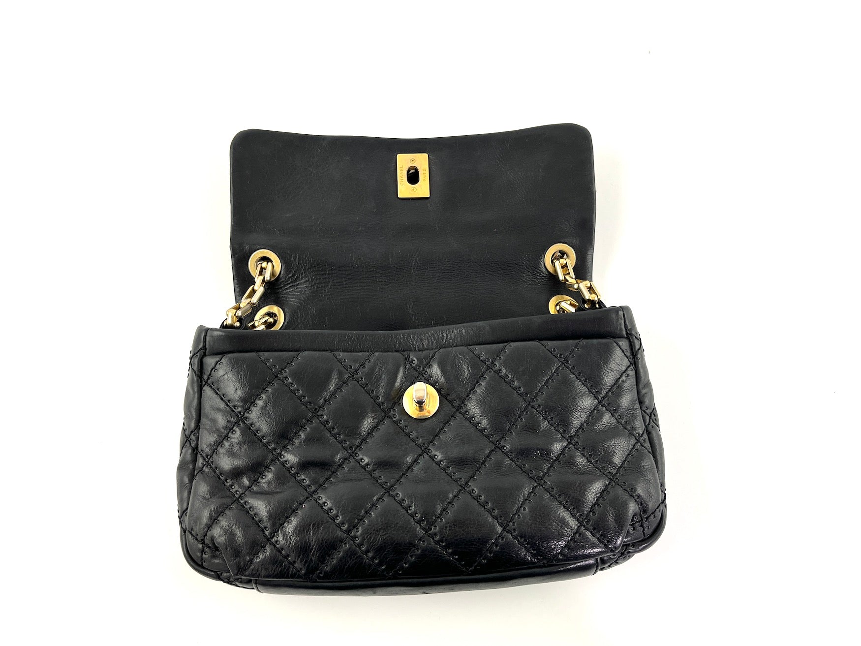 CHANEL Black Classic Ultimate Stitch Retro Chain Flap Bag
