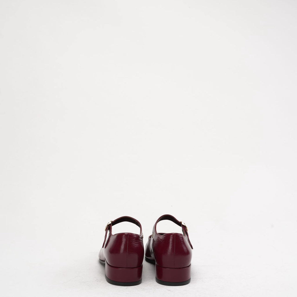 Chanel Black Red Burgundy Mary Jane Pumps 38C