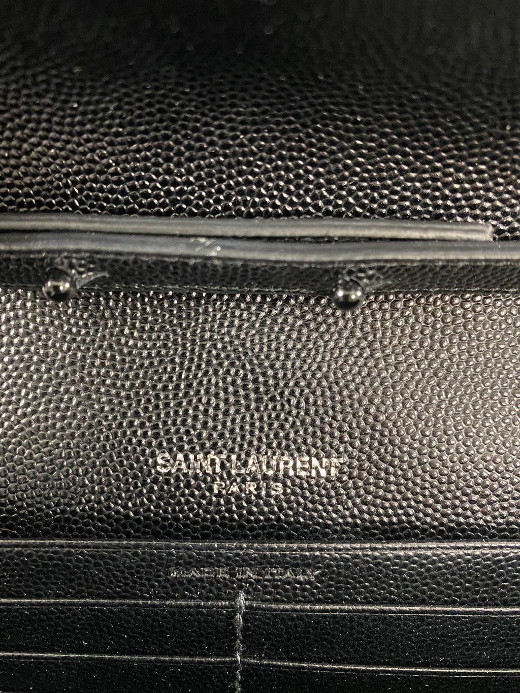 Saint Laurent All Black Chevron Envelope Chain Wallet