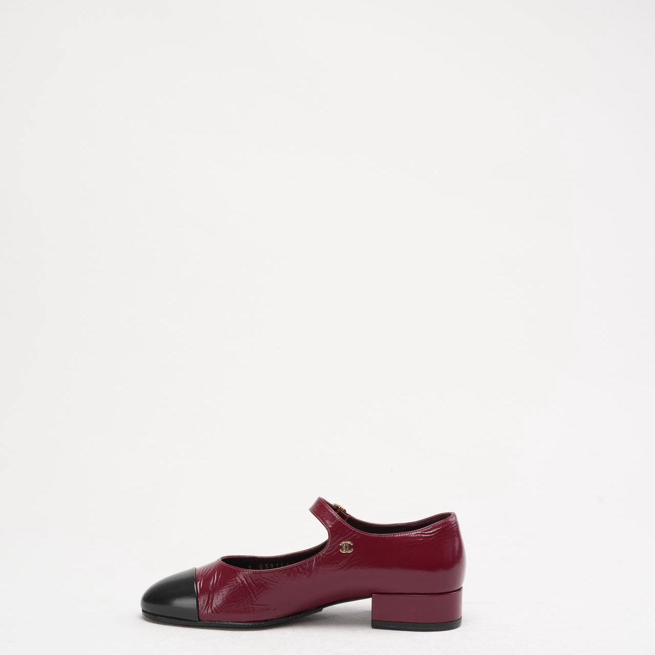 Chanel Black Red Burgundy Mary Jane Pumps 38C