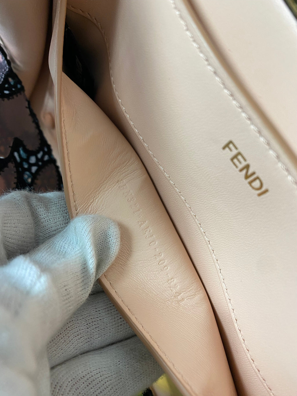 Fendi 2021 Medium Peekaboo ISeeU Black Lace Bag
