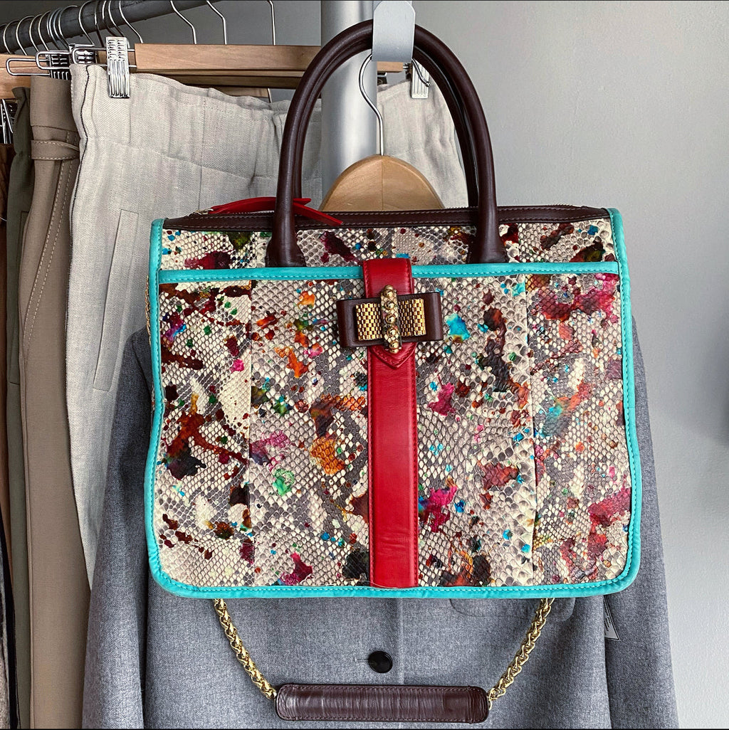Christian Louboutin Multi Color Python Two-Way Tote Bag