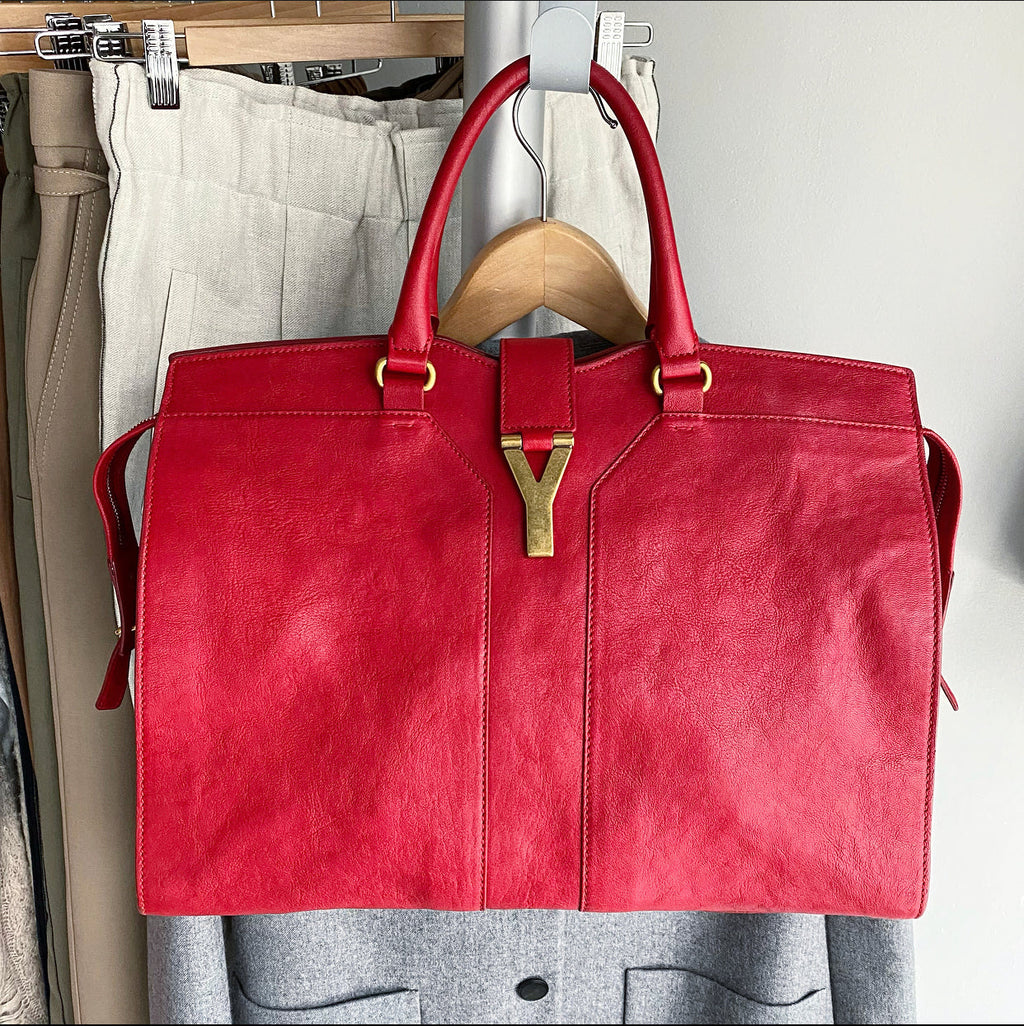 Yves Saint Laurent Red Cabas Chyc Large Tote Bag
