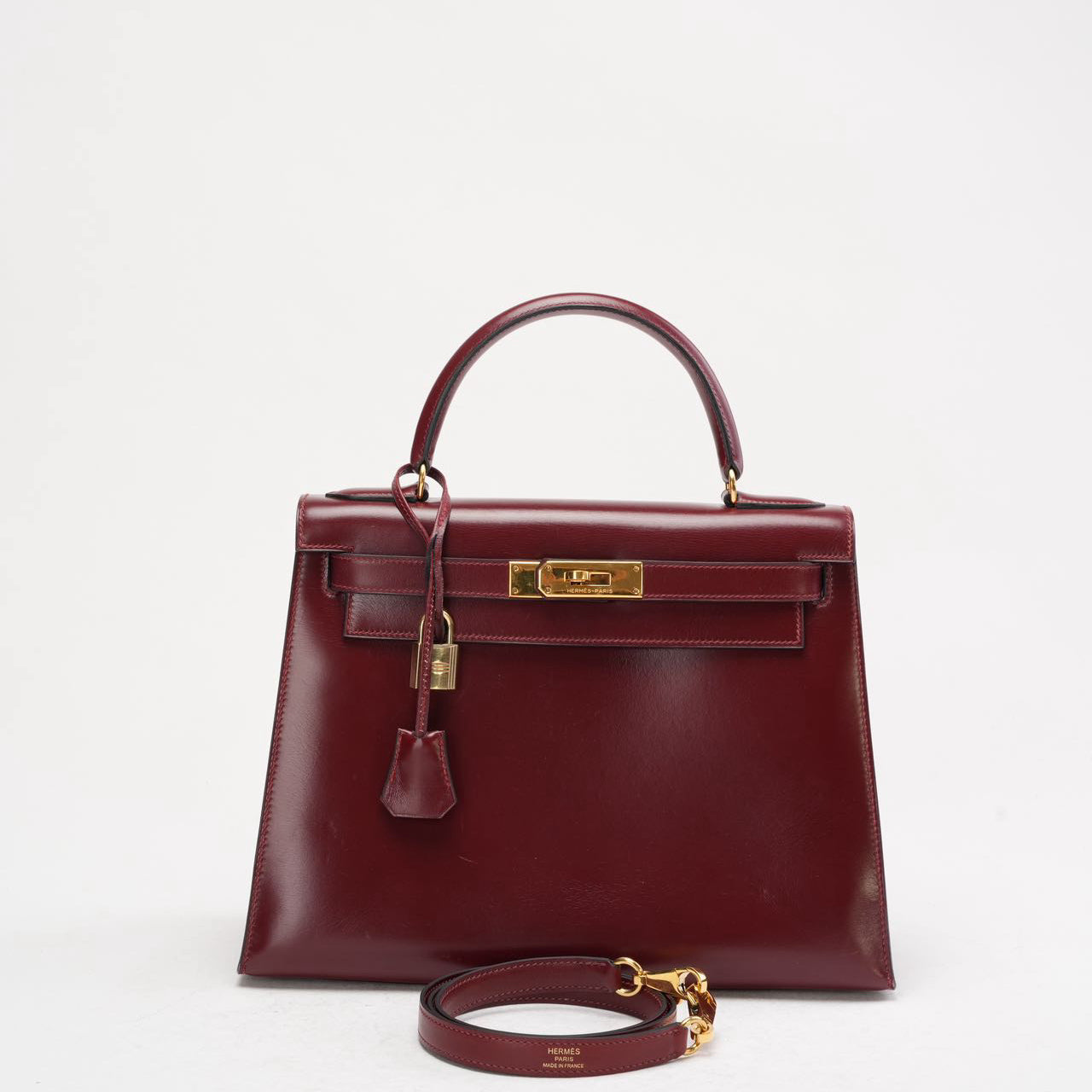 Hermès Kelly 28 cm Sellier Rouge H 55 Bordeaux Rare Vintage Bag