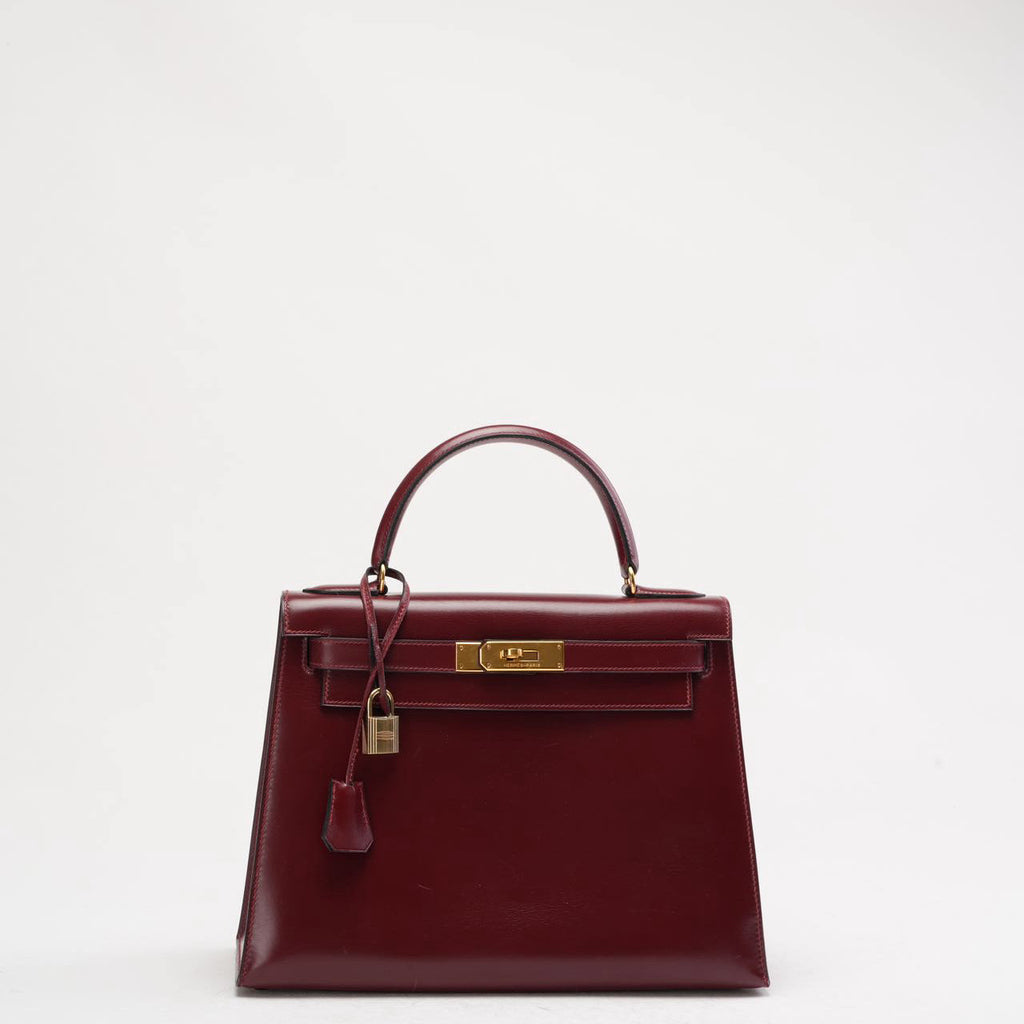 Hermès Kelly 28 cm Sellier Rouge H 55 Bordeaux Rare Vintage Bag