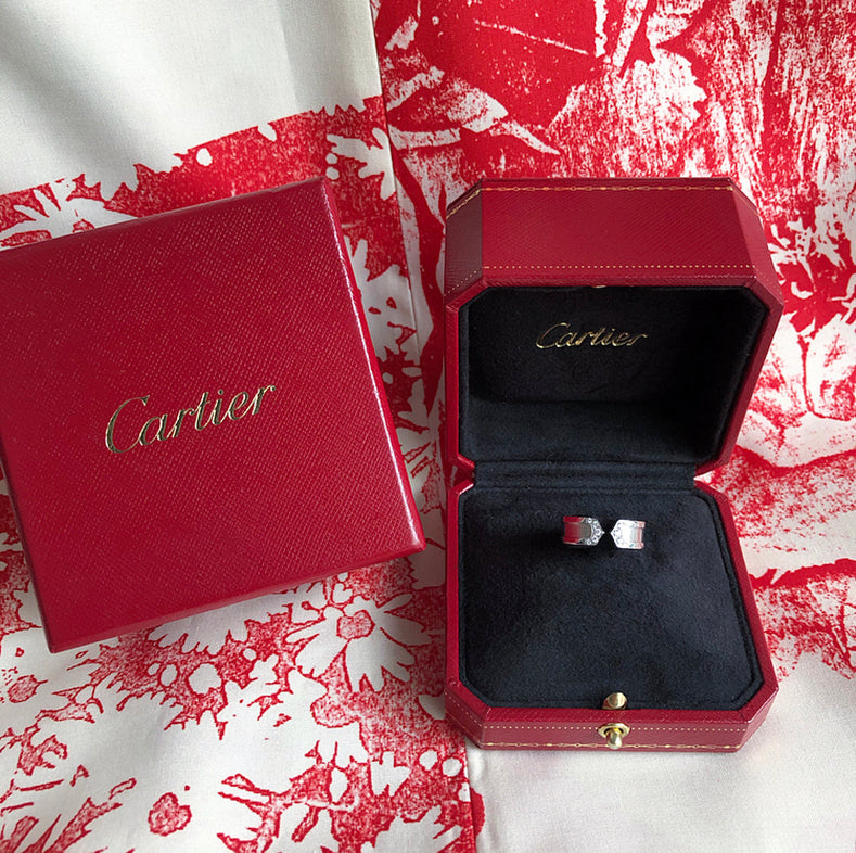 Cartier C de 18k White Gold Diamond Band Ring - 52 / 6