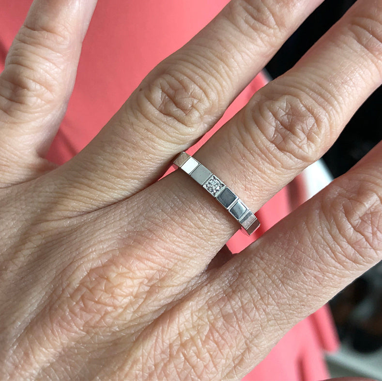 Cartier 18k White Gold Diamond Lanieres Band Ring - 53 / 6.5