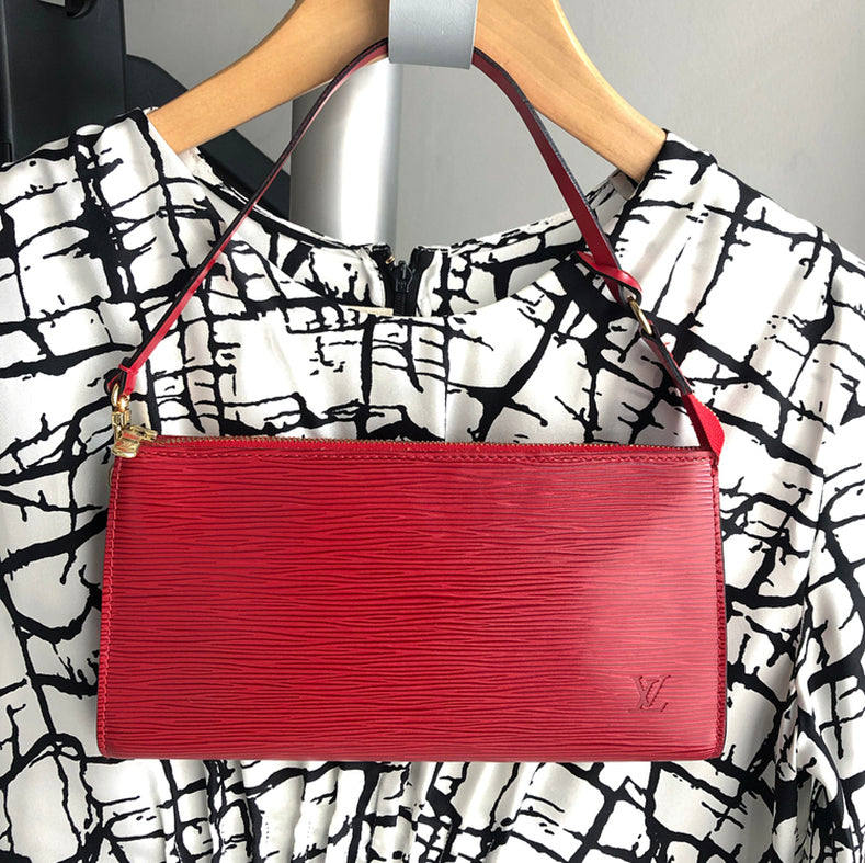Louis Vuitton Red Epi Leather Small Pochette Bag