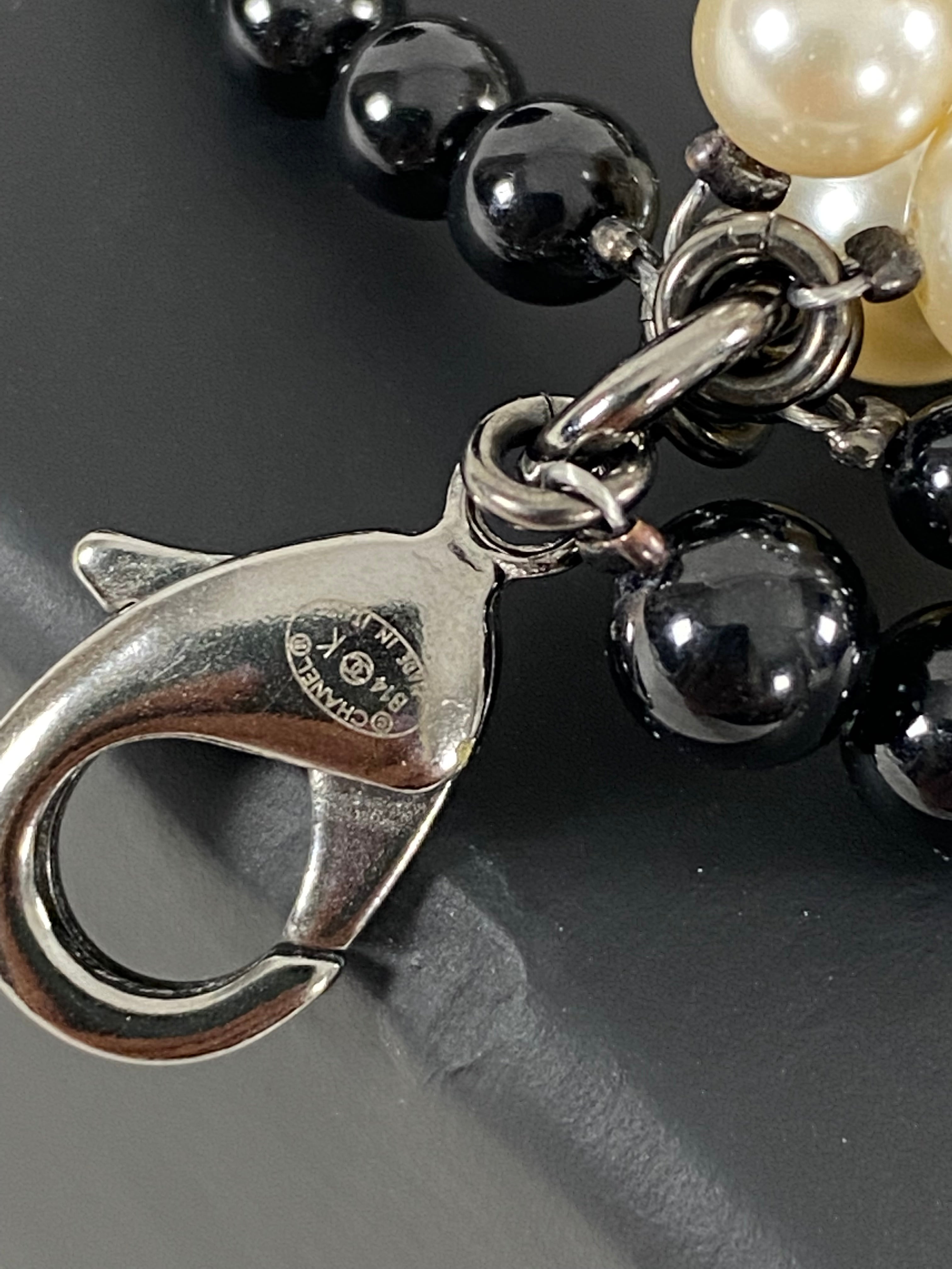 Chanel 14K Black and Pearl Bead Knot Runway Statement Necklace