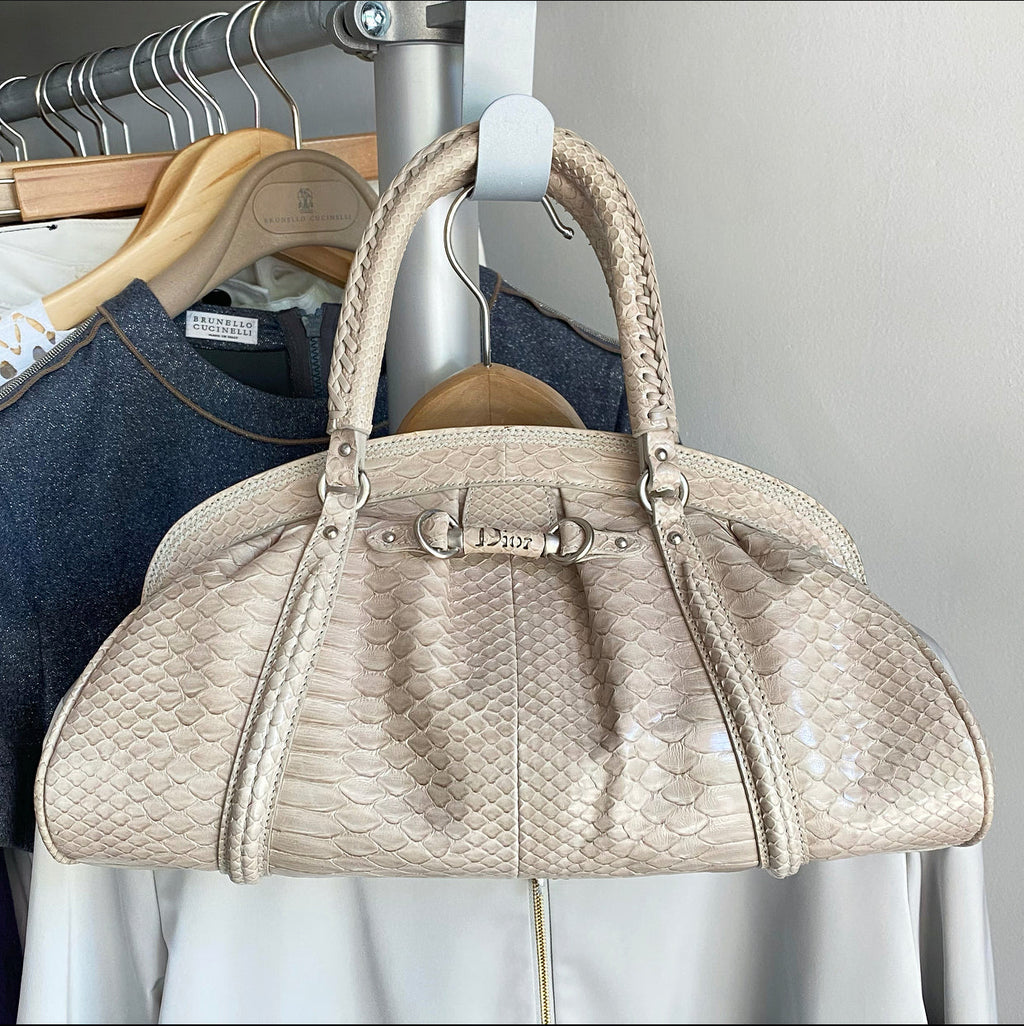 Dior Vintage My Dior Light Grey Python Bag