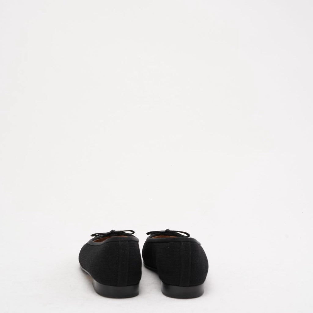 Chanel CC Black Suede and Patent Leather Ballet Flat 38C