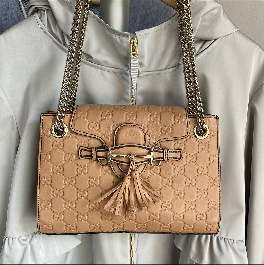 Gucci Tan Guccissima Small Emilie Chain Shoulder Bag