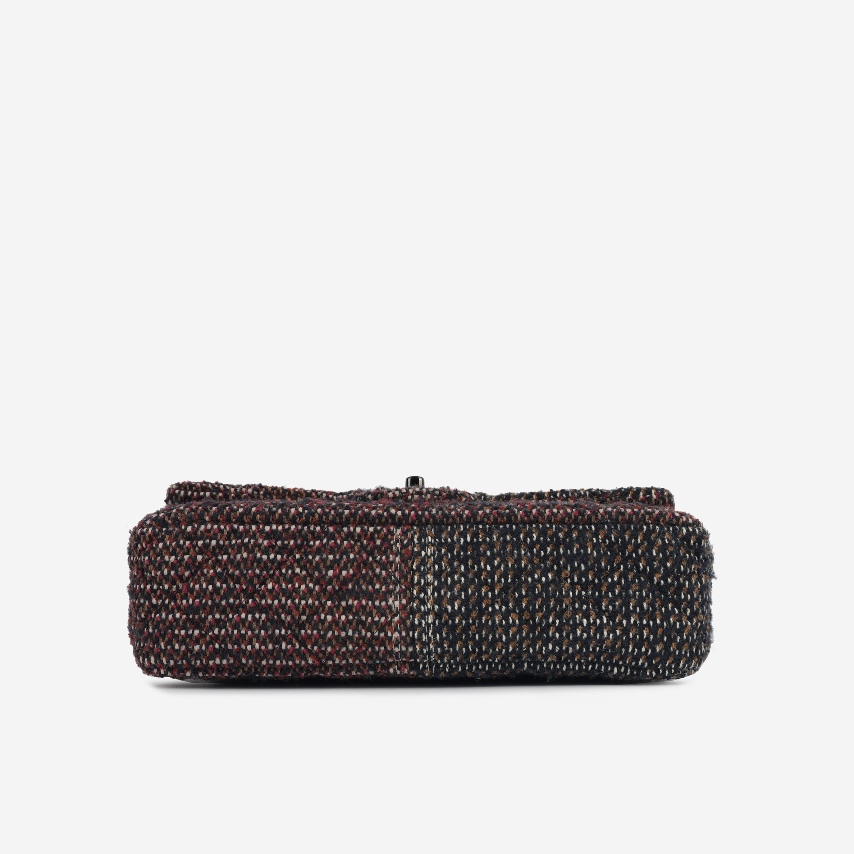 Medium Classic Flap - Red / Navy Tweed | Black Hardware