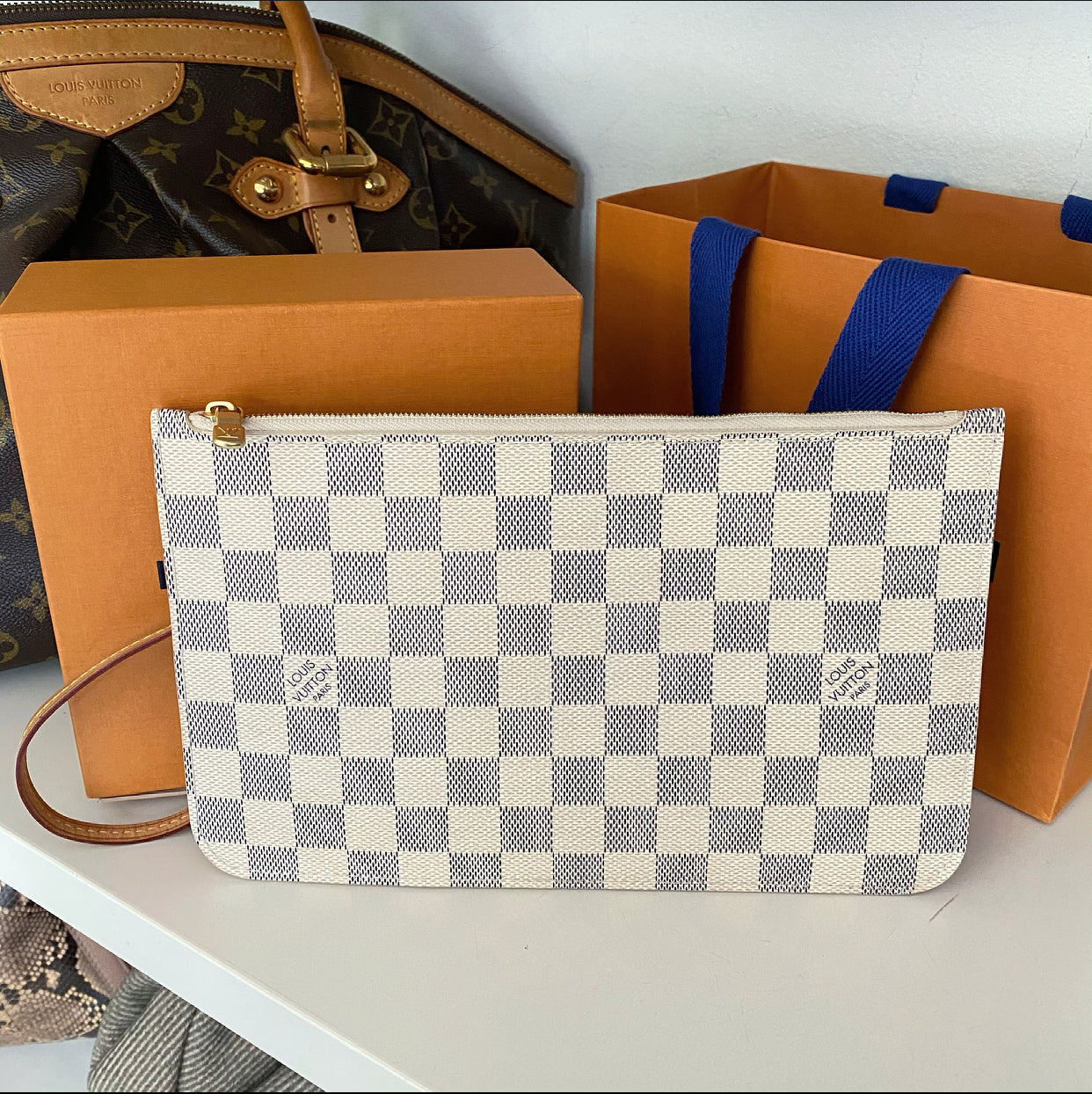 Louis Vuitton Damier Azur Neverfull Pouch Insert Clutch