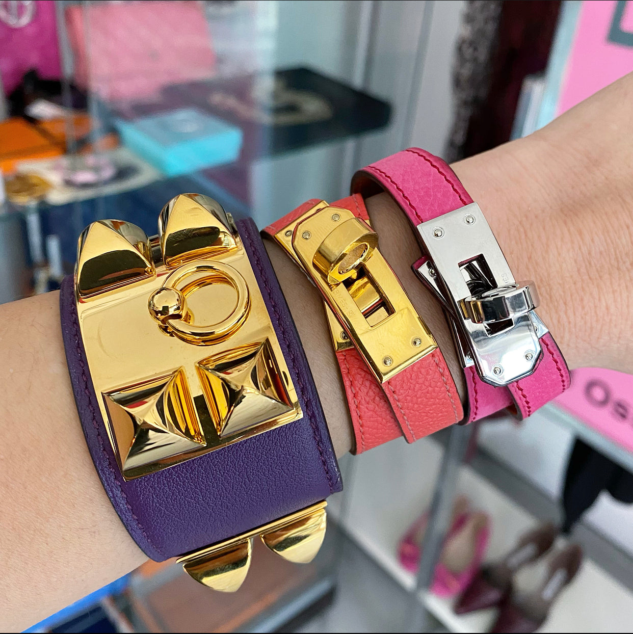 Hermes Pink Magnolia Nubuck Kelly Double Tour Bracelet