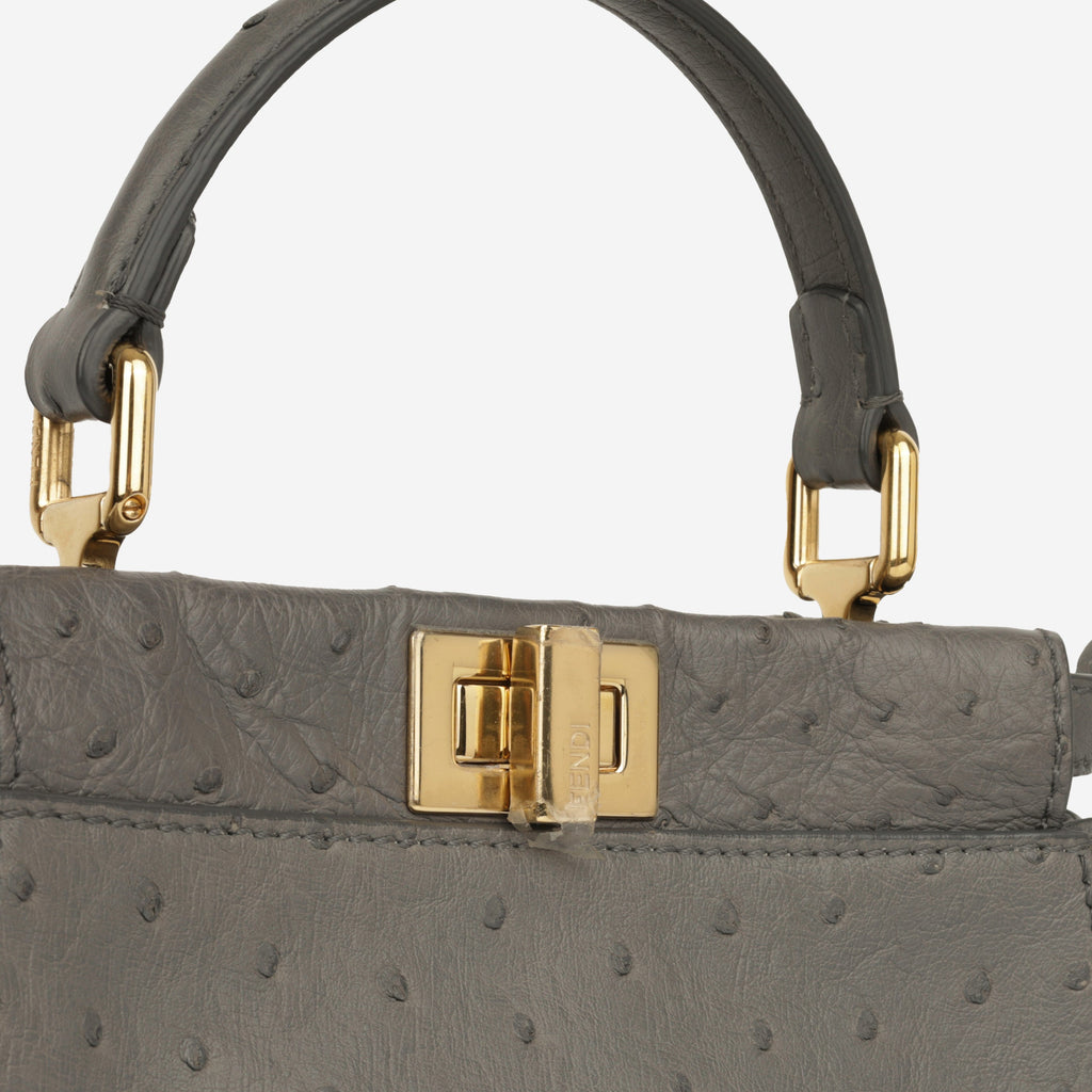 Fendi Mini Peekaboo - Grey Ostrich
