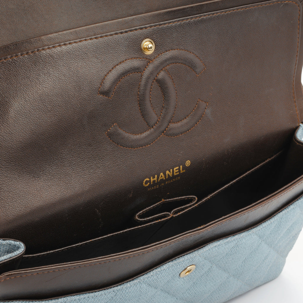 Chanel Classic Flap Bag - Blue Raffia