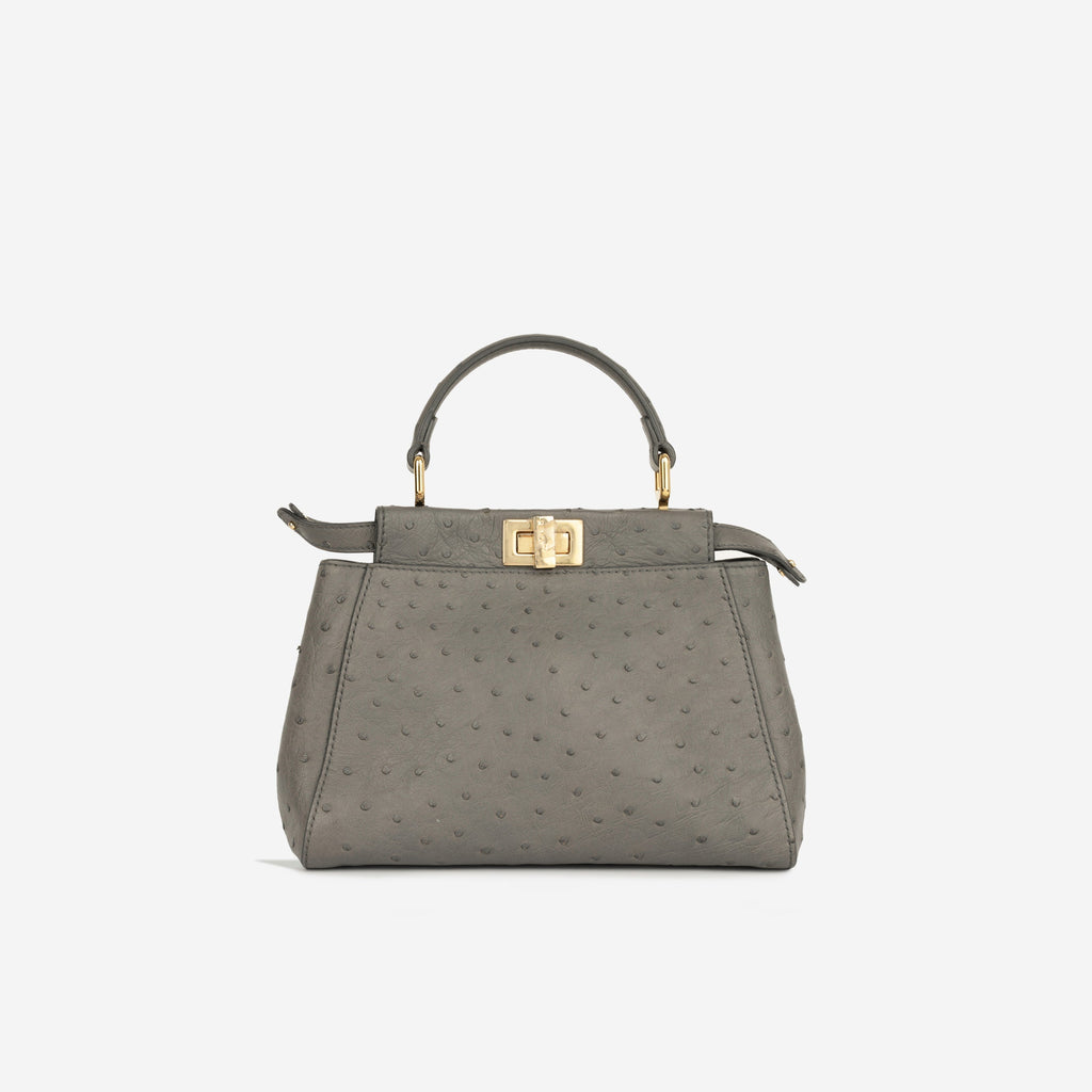 Fendi Mini Peekaboo - Grey Ostrich
