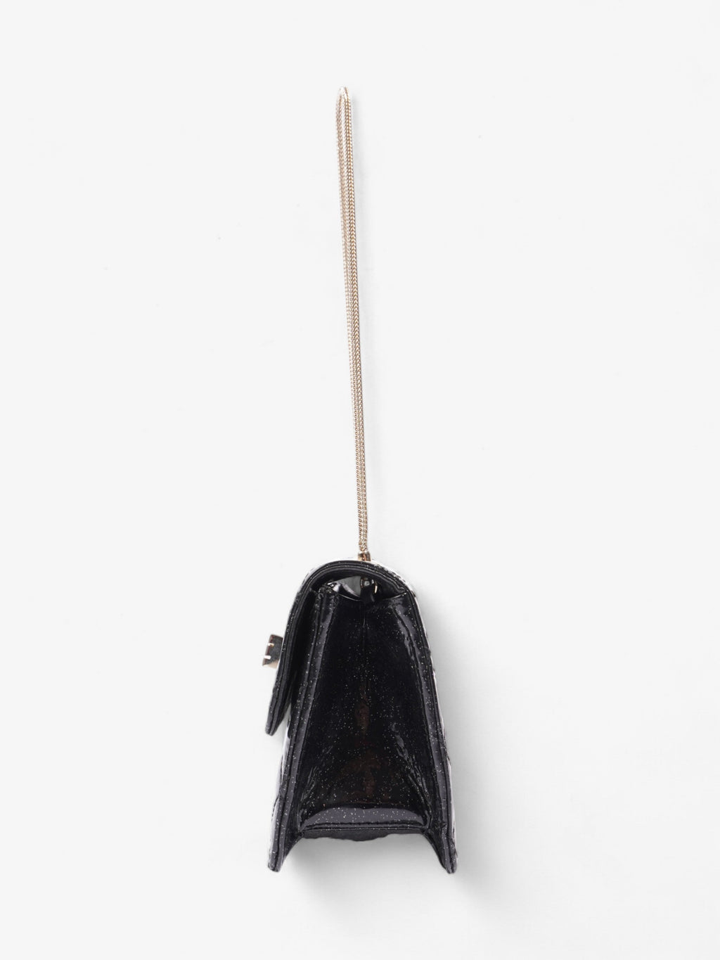 Chanel 2.55 Black Glitter Patent Leather Mini