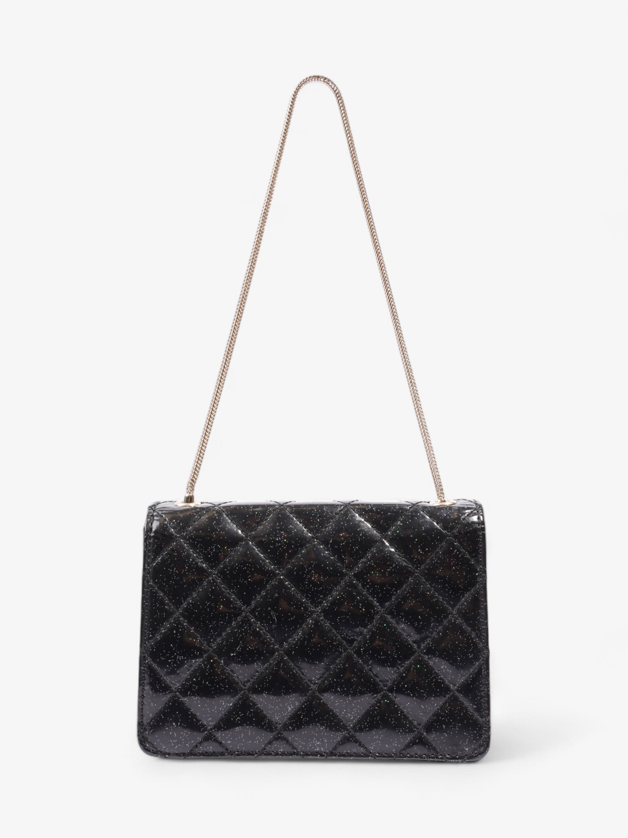 Chanel 2.55 Black Glitter Patent Leather Mini