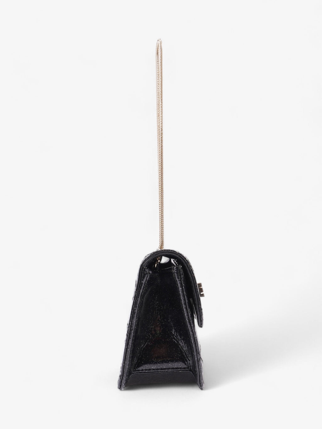 Chanel 2.55 Black Glitter Patent Leather Mini