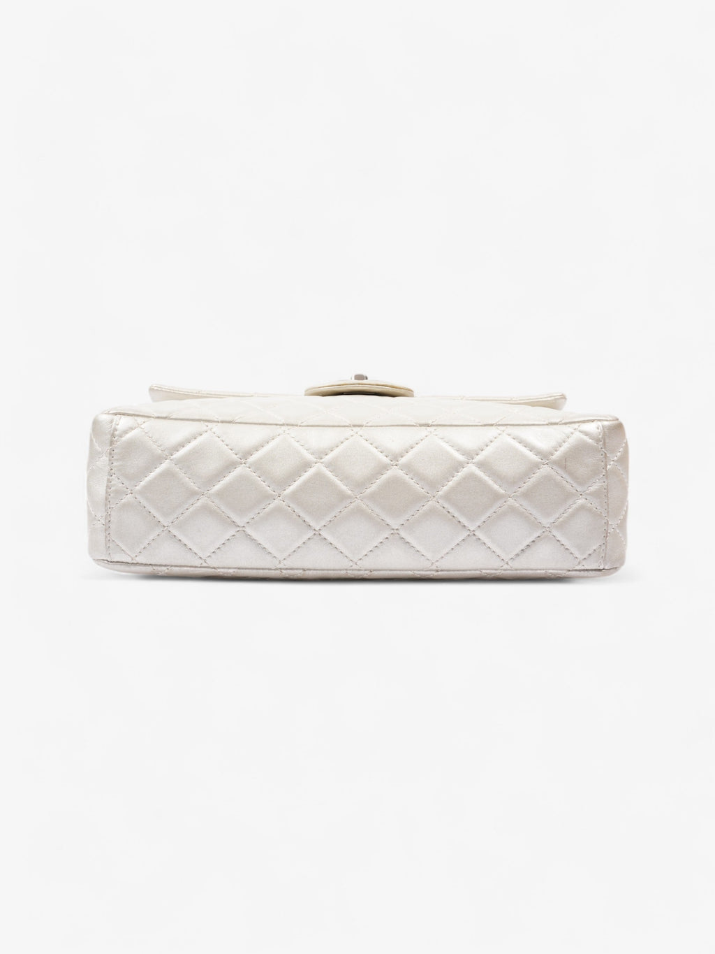 Chanel Classic Single Flap Metallic Grey Lambskin Leather Maxi